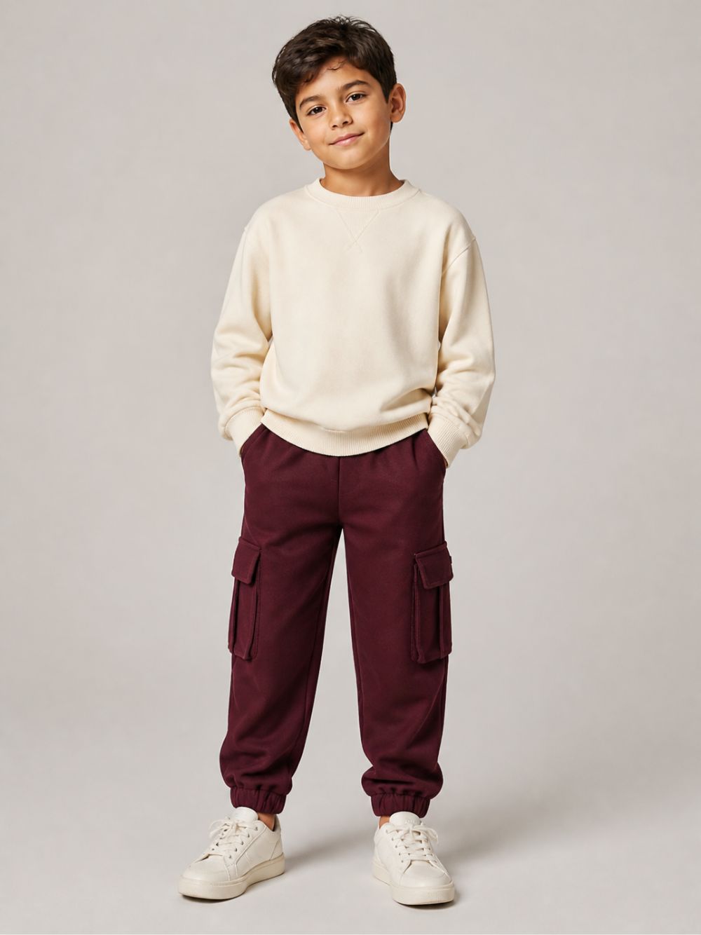 Pantaloni per bambino Balmain Kids rossi con due tasche cargo laterali BZ6I20 I0339 530OR BALMAIN KIDS 