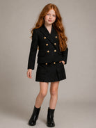 Gonna per bambina Balmain Kids nera con bottoni dorati con logo BZ7A21 I0196 930OR BALMAIN KIDS 