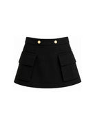 Gonna per bambina Balmain Kids nera con bottoni dorati con logo BZ7A21 I0196 930OR BALMAIN KIDS 