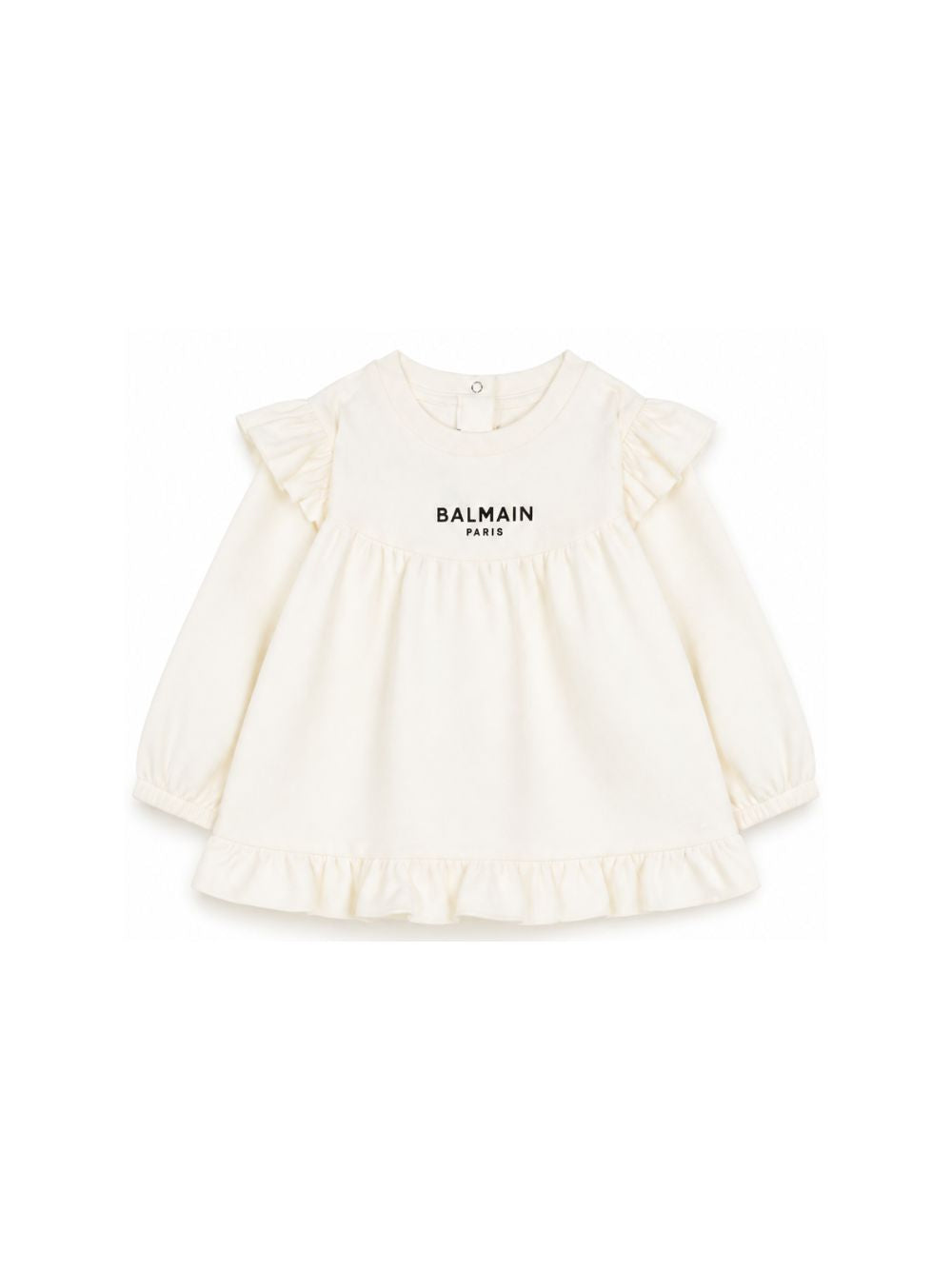 T-shirt per neonata Balmain Kids bianca con dettagli con volant BZ8010 Z3672 102NE BALMAIN KIDS 