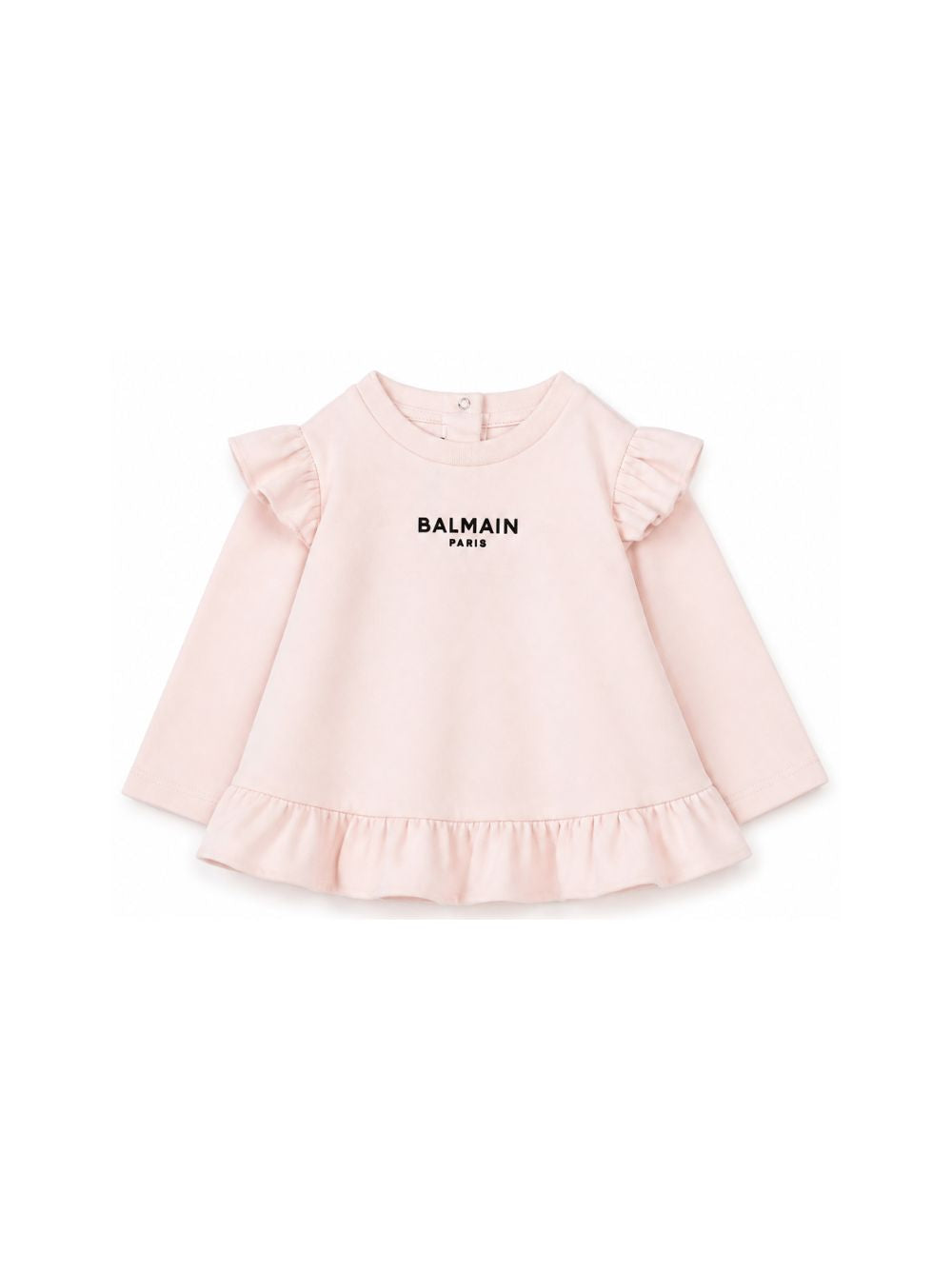 T-shirt per neonata Balmain Kids rosa con dettagli con volant BZ8010 Z3672 508NE BALMAIN KIDS 