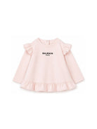 T-shirt per neonata Balmain Kids rosa con dettagli con volant BZ8010 Z3672 508NE BALMAIN KIDS 