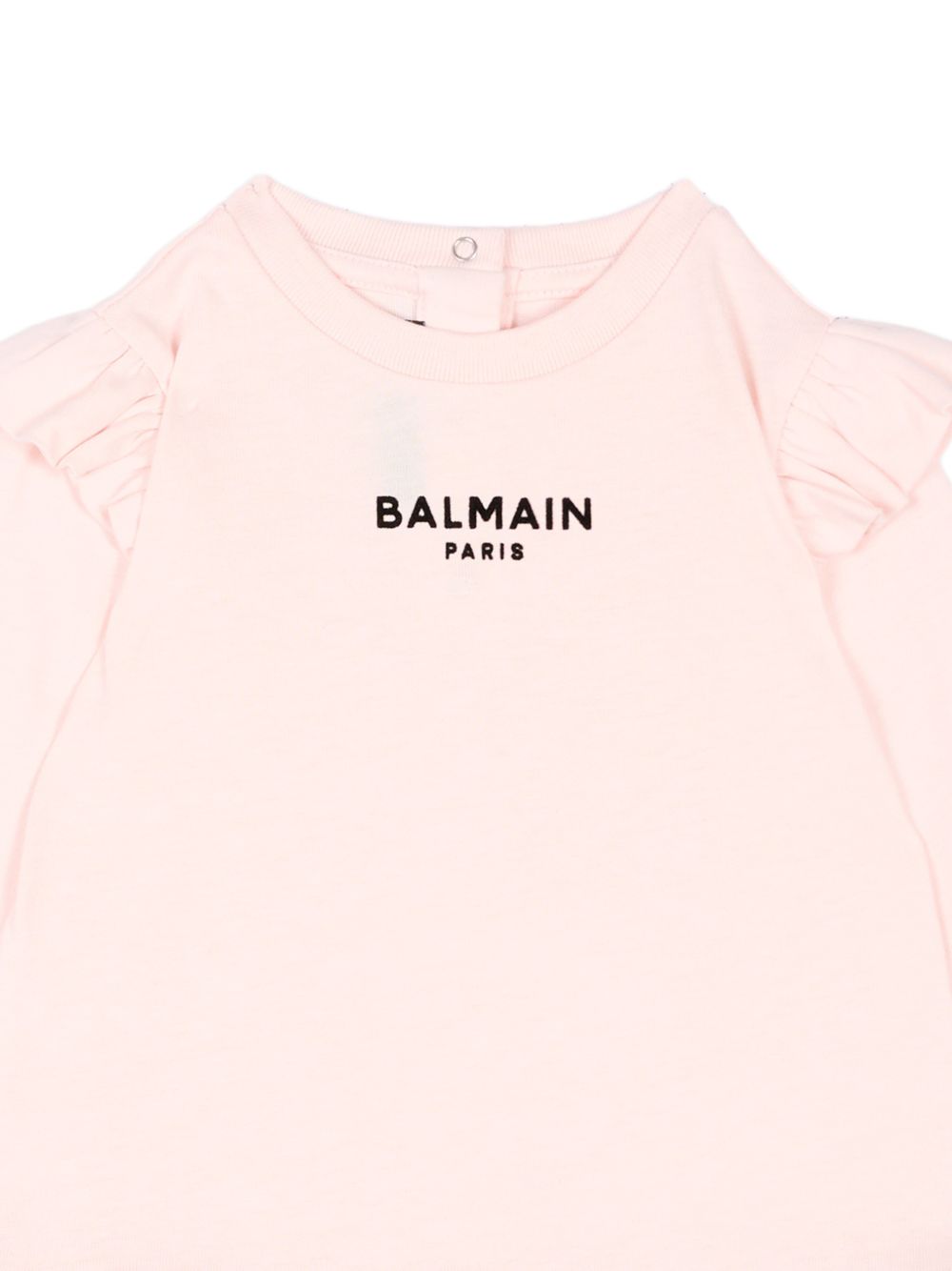 T-shirt per neonata Balmain Kids rosa con dettagli con volant BZ8010 Z3672 508NE BALMAIN KIDS 