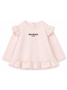 T-shirt per neonata Balmain Kids rosa con dettagli con volant BZ8010 Z3672 508NE BALMAIN KIDS 