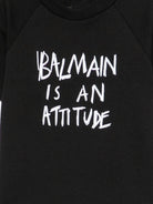 T-shirt per neonato Balmain Kids nera con scritta sul davanti BZ8301 Z3672 930BC BALMAIN KIDS 