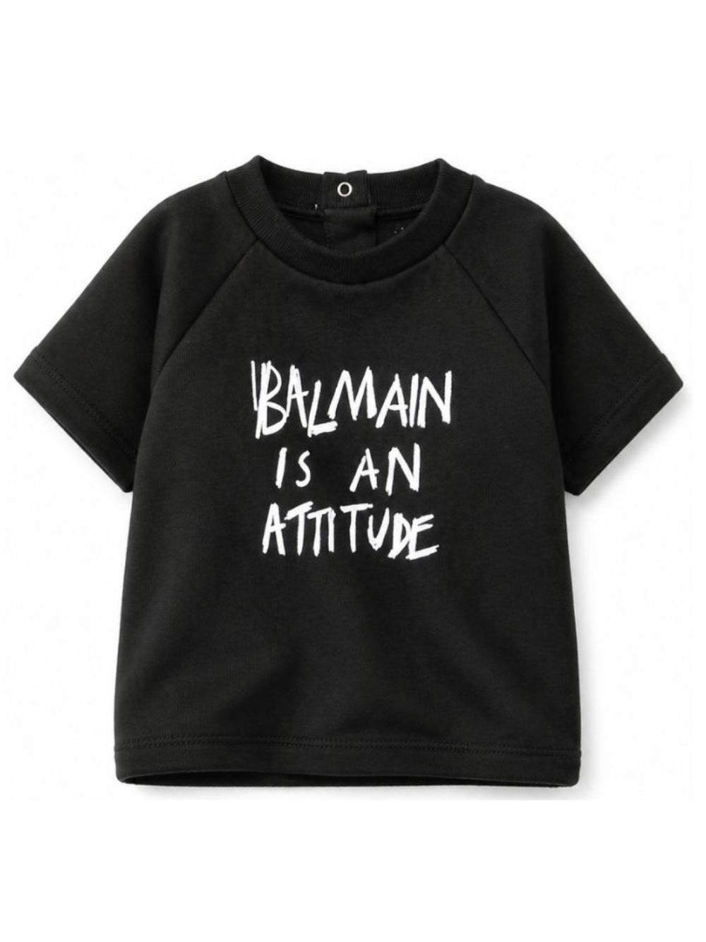 T-shirt per neonato Balmain Kids nera con scritta sul davanti BZ8301 Z3672 930BC BALMAIN KIDS 