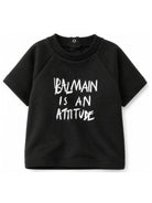 T-shirt per neonato Balmain Kids nera con scritta sul davanti BZ8301 Z3672 930BC BALMAIN KIDS 