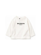 T-shirt per neonati Balmain Kids bianca con stampa logo BZ8310 Z3672 102NE BALMAIN KIDS 