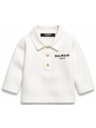 T-shirt per neonata Balmain Kids bianca con colletto stile polo BZ8330 Z3672 102NE BALMAIN KIDS 