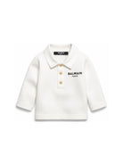 T-shirt per neonata Balmain Kids bianca con colletto stile polo BZ8330 Z3672 102NE BALMAIN KIDS 