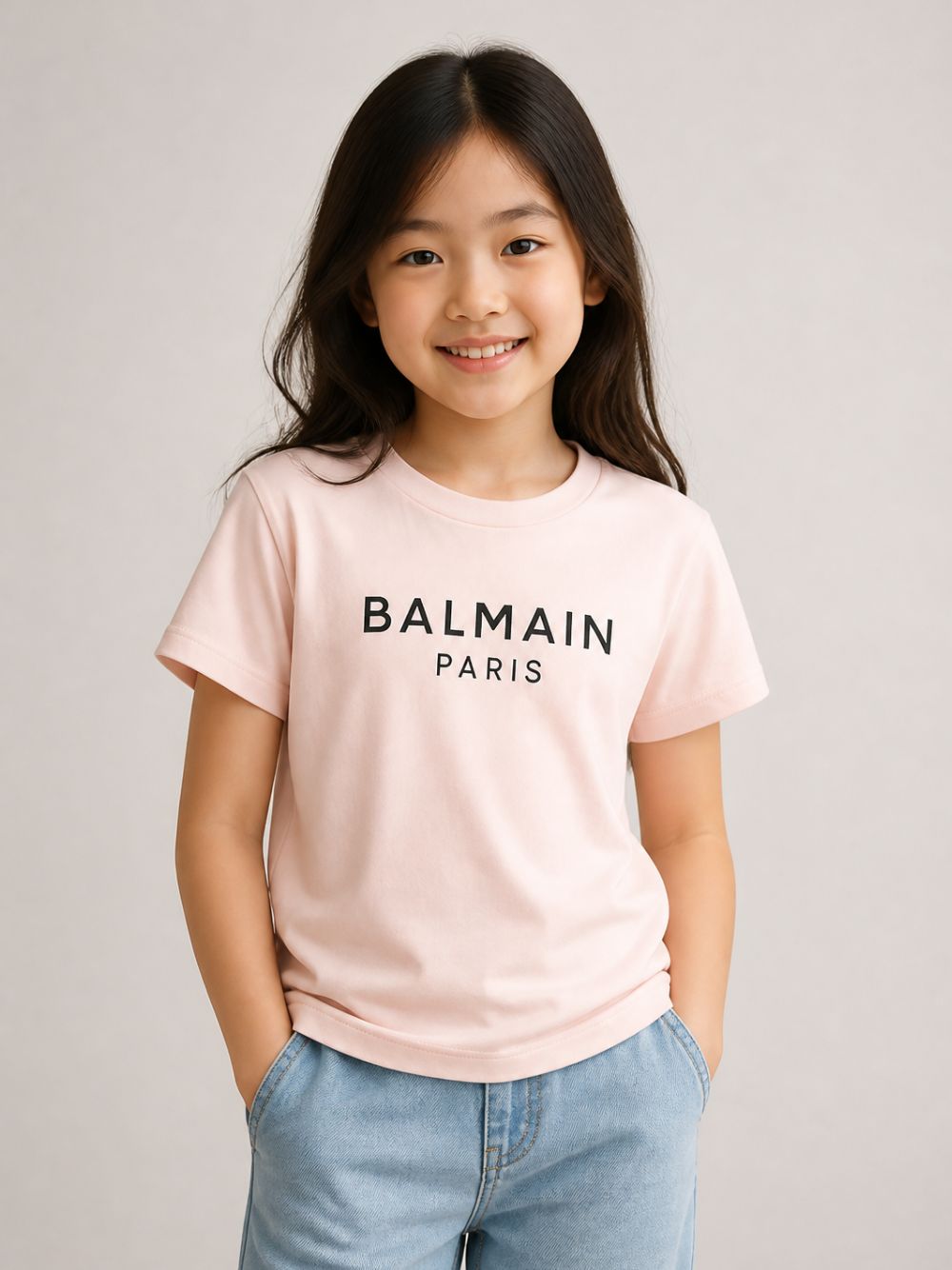 T-shirt per bambina Balmain Kids rosa con stampa logo sul davanti BZ8B61 Z3672 508NE BALMAIN KIDS 