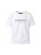 T-shirt per bambino Balmain Kids bianca con stampa logo sul davanti BZ8H51 Z3672 100NE BALMAIN KIDS 