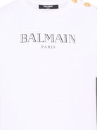 T-shirt per bambino Balmain Kids bianca con stampa logo sul davanti BZ8H51 Z3672 100NE BALMAIN KIDS 