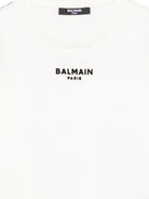 T-shirt per bambino Balmain Kids bianca con stampa logo sul davanti BZ8I11 Z3672 102NE BALMAIN KIDS 