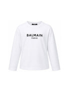 T-shirt per bambino Balmain Kids bianca con dettaglio logo sul davanti BZ8I20 Z3672 100NE BALMAIN KIDS 