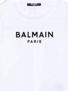 T-shirt per bambino Balmain Kids bianca con dettaglio logo sul davanti BZ8I20 Z3672 100NE BALMAIN KIDS 