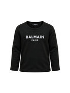 T-shirt per bambino Balmain Kids nera con dettaglio logo sul davanti BZ8I20 Z3672 930BC BALMAIN KIDS 