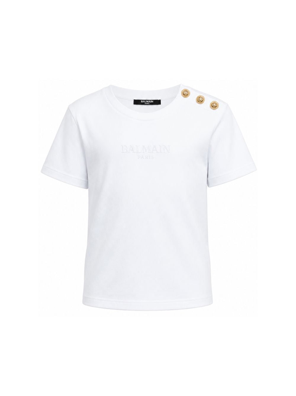 T-shirt per bambini Balmain Kids bianca con dettaglio bottoni sulla spalla BZ8I81 Z3672 100OR BALMAIN KIDS 
