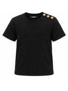 T-shirt per bambini Balmain Kids nera con dettaglio bottoni sulla spalla BZ8I81 Z3672 930OR BALMAIN KIDS 