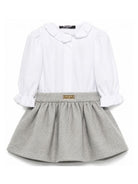 Abito per neonata Balmain Kids bianco e grigio con gonna a pieghe BZA000 I0341 806OR BALMAIN KIDS 