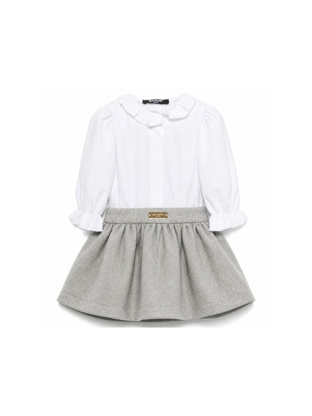 Abito per neonata Balmain Kids bianco e grigio con gonna a pieghe BZA000 I0341 806OR BALMAIN KIDS 