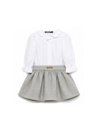 Abito per neonata Balmain Kids bianco e grigio con gonna a pieghe BZA000 I0341 806OR BALMAIN KIDS 
