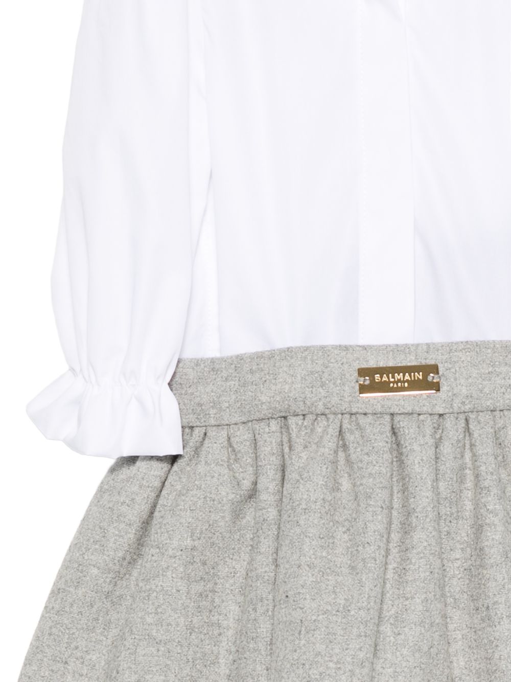 Abito per neonata Balmain Kids bianco e grigio con gonna a pieghe BZA000 I0341 806OR BALMAIN KIDS 