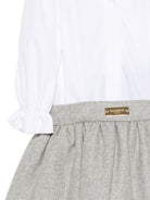 Abito per neonata Balmain Kids bianco e grigio con gonna a pieghe BZA000 I0341 806OR BALMAIN KIDS 