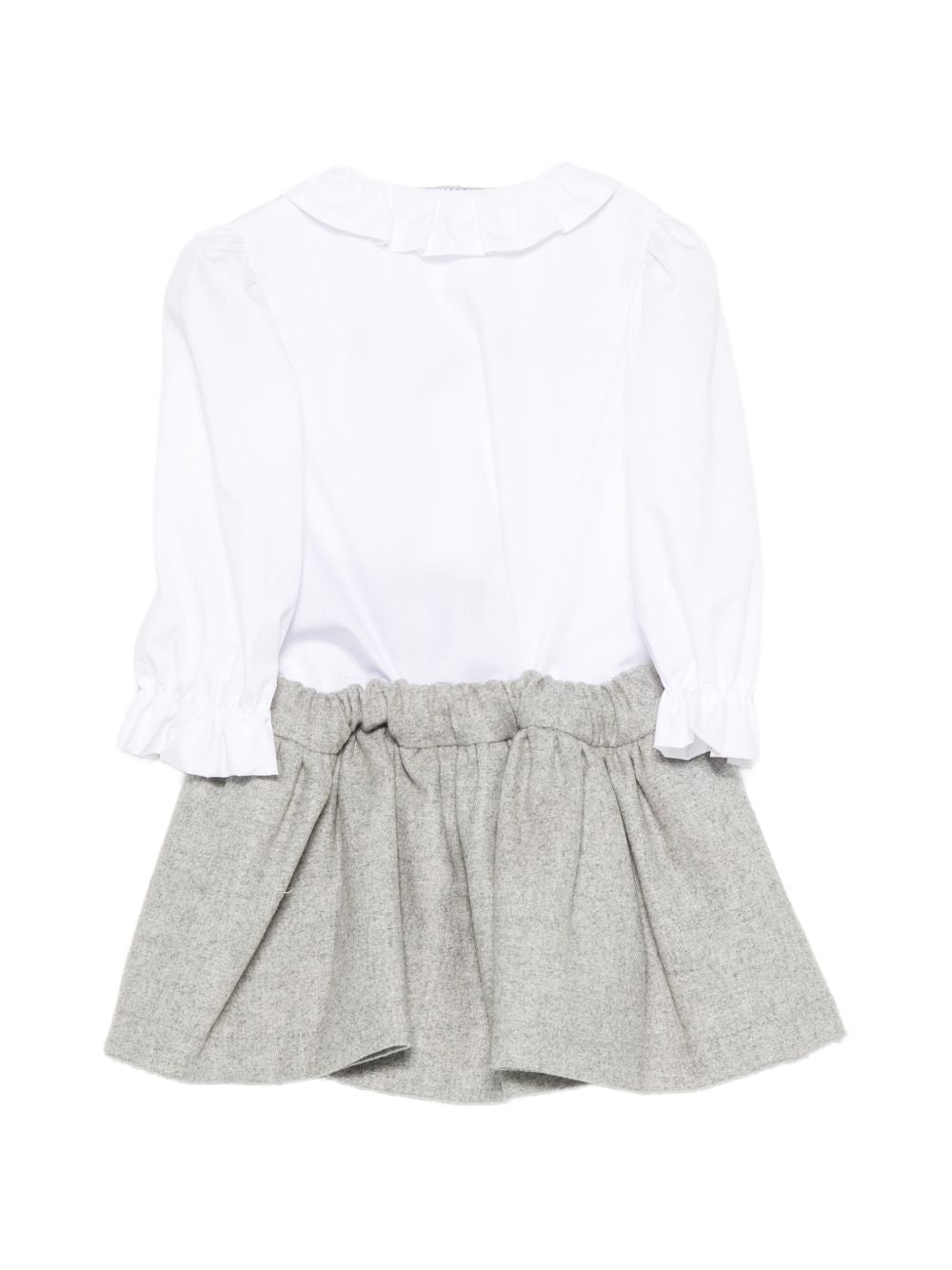 Abito per neonata Balmain Kids bianco e grigio con gonna a pieghe BZA000 I0341 806OR BALMAIN KIDS 