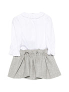 Abito per neonata Balmain Kids bianco e grigio con gonna a pieghe BZA000 I0341 806OR BALMAIN KIDS 