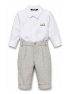 Completo per neonato Balmain Kids bianco e grigio con placca logo BZA300 I0341 806OR BALMAIN KIDS 