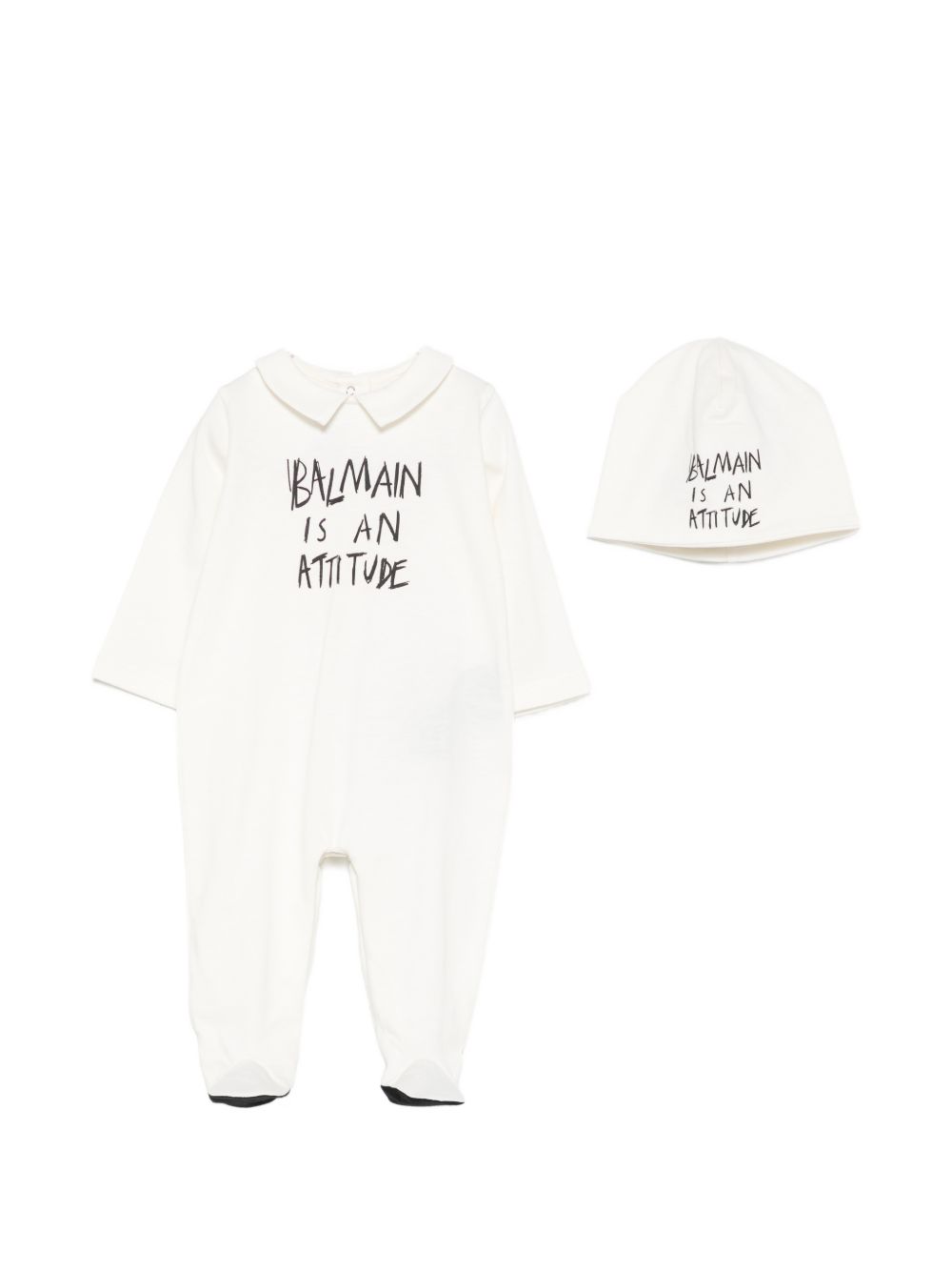 Tutina e berretto per neonati Balmain Kids bianchi con stampa grafica BZB300 Z3672 102NE BALMAIN KIDS 