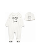 Tutina e berretto per neonati Balmain Kids bianchi con stampa grafica BZB300 Z3672 102NE BALMAIN KIDS 
