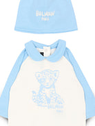Set tutina e cappellino per neonato Balmain Kids azzurro con stampa grafica tigre sul davanti BZB330 Z3672 102CE BALMAIN KIDS 