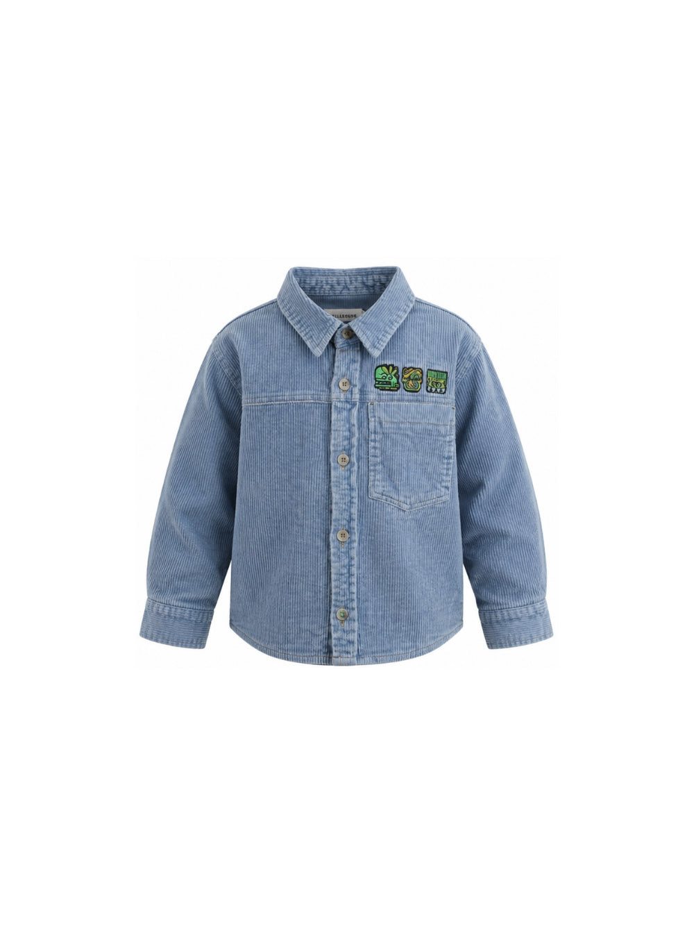 Camicia per bambino Billieblush Kids blu con toppe ricamate sul davanti U22307 81U BILLIEBLUSH KIDS 