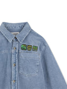 Camicia per bambino Billieblush Kids blu con toppe ricamate sul davanti U22307 81U BILLIEBLUSH KIDS 