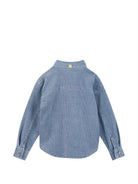 Camicia per bambino Billieblush Kids blu con toppe ricamate sul davanti U22307 81U BILLIEBLUSH KIDS 