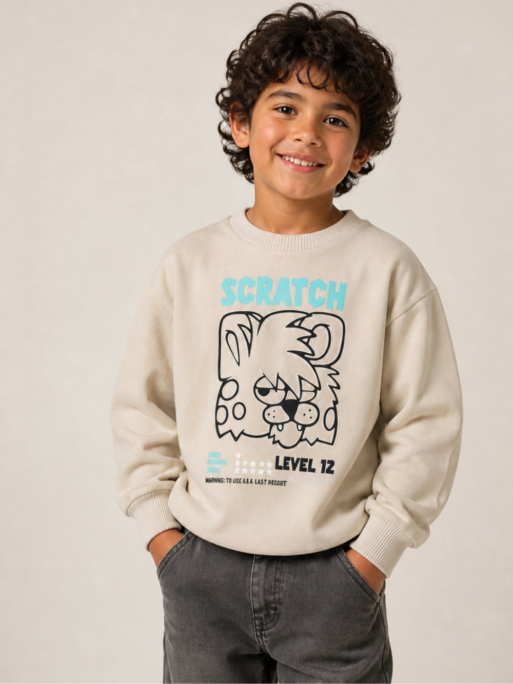 Felpa per bambino Billieblush Kids beige con stampa grafica U22311 23E BILLIEBLUSH KIDS 