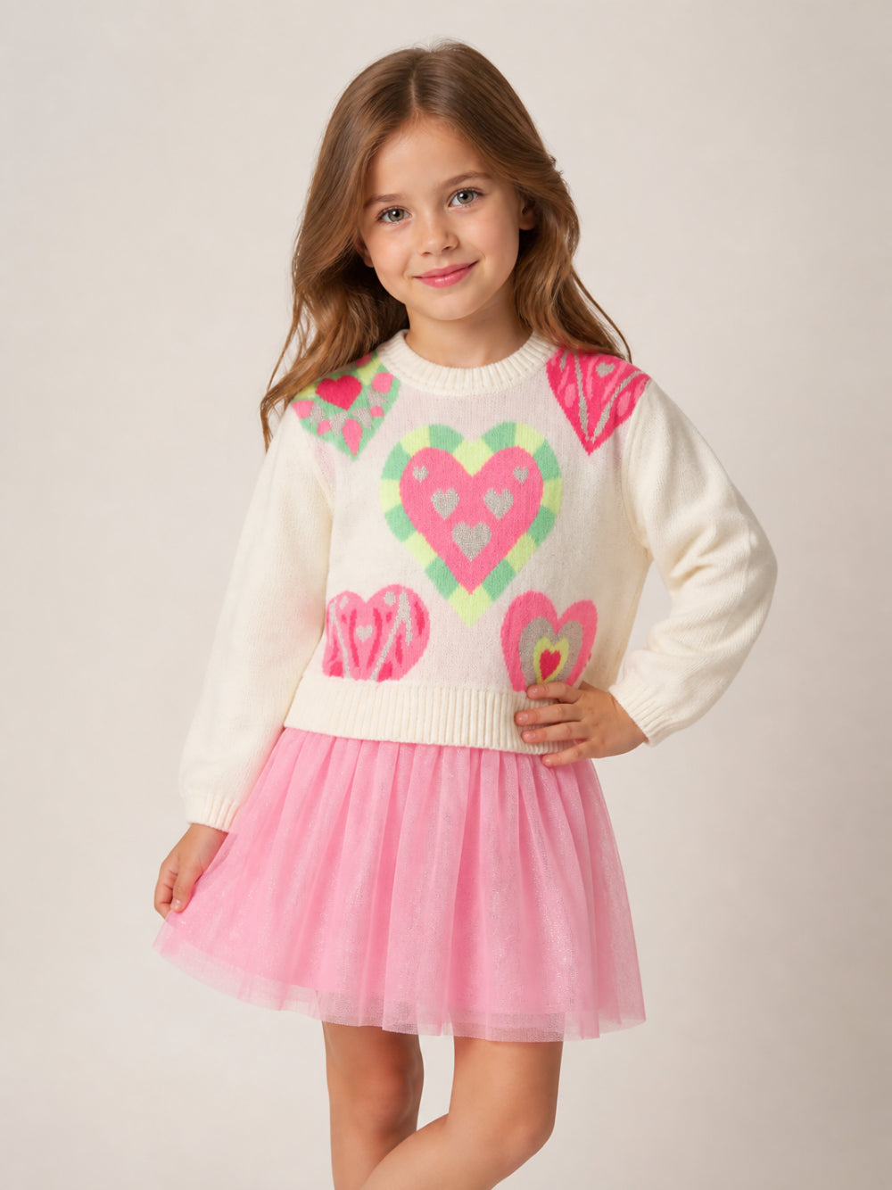 Abito per bambina Billiblush Kids multicolore con decorazioni a cuore U22347 462 BILLIEBLUSH KIDS 