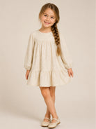 Abito per bambina Billieblush Kids beige con ruches e paillettes U22353 243 BILLIEBLUSH KIDS 