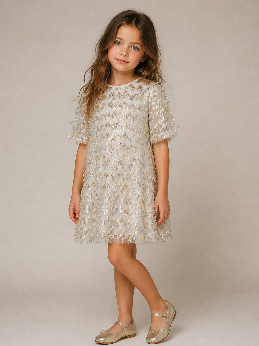 Abito per bambina Billieblush Kids bianco in tulle con paillettes U22354 T07 BILLIEBLUSH KIDS 