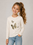 T-shirt per bambina Billieblush Kids bianco con applicazioni in paillettes U22369 121 BILLIEBLUSH KIDS 