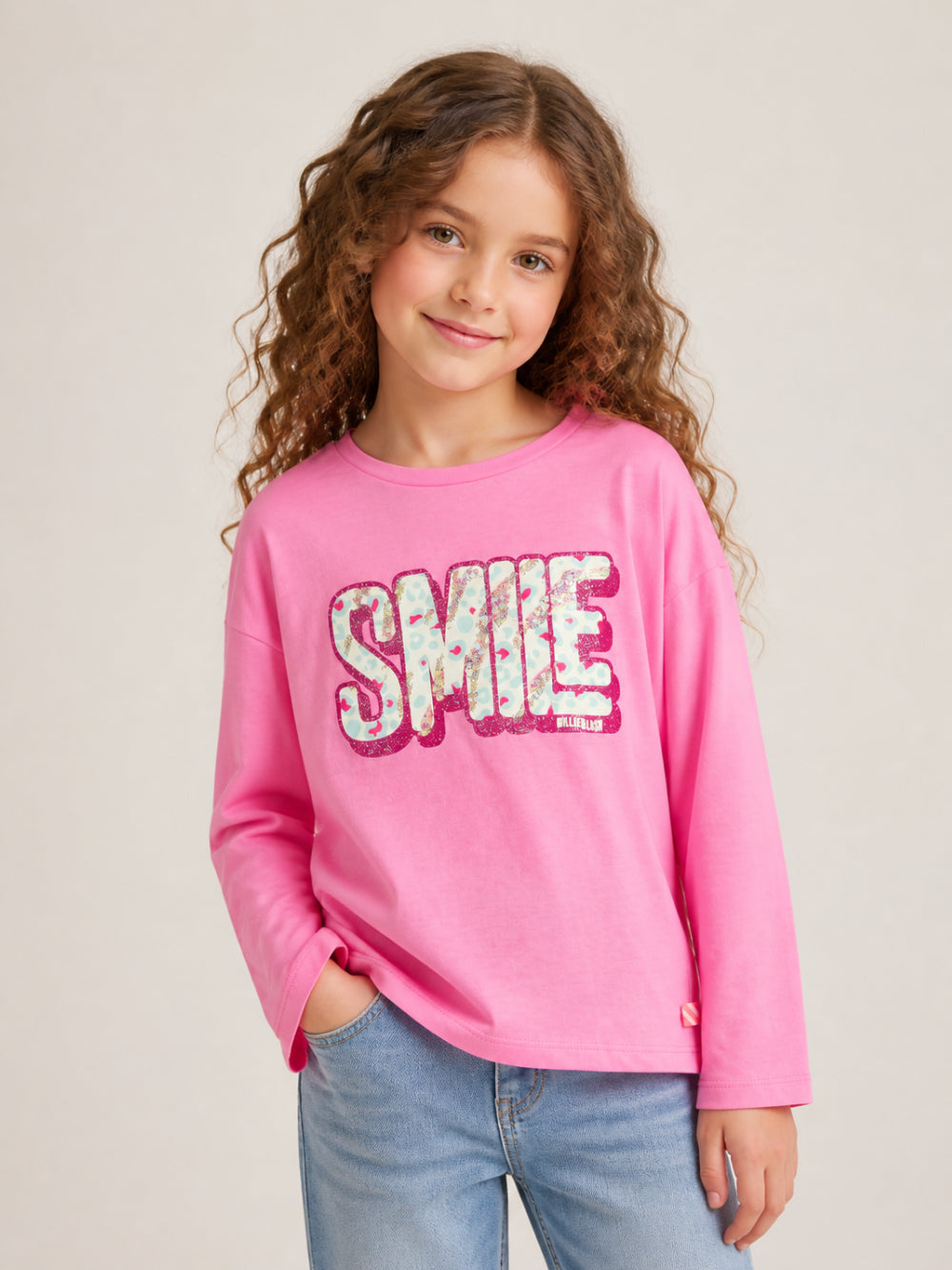 T-shirt per bambina Billieblush Kids rosa con scritta sul davanti U22374 462 BILLIEBLUSH KIDS 