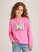 T-shirt per bambina Billieblush Kids rosa con scritta sul davanti U22374 462 BILLIEBLUSH KIDS 