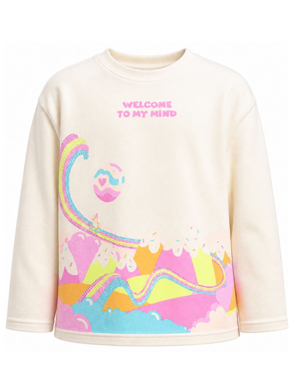 T-shirt per bambina Billieblush Kids beige con stampa grafica U22375 121 BILLIEBLUSH KIDS 