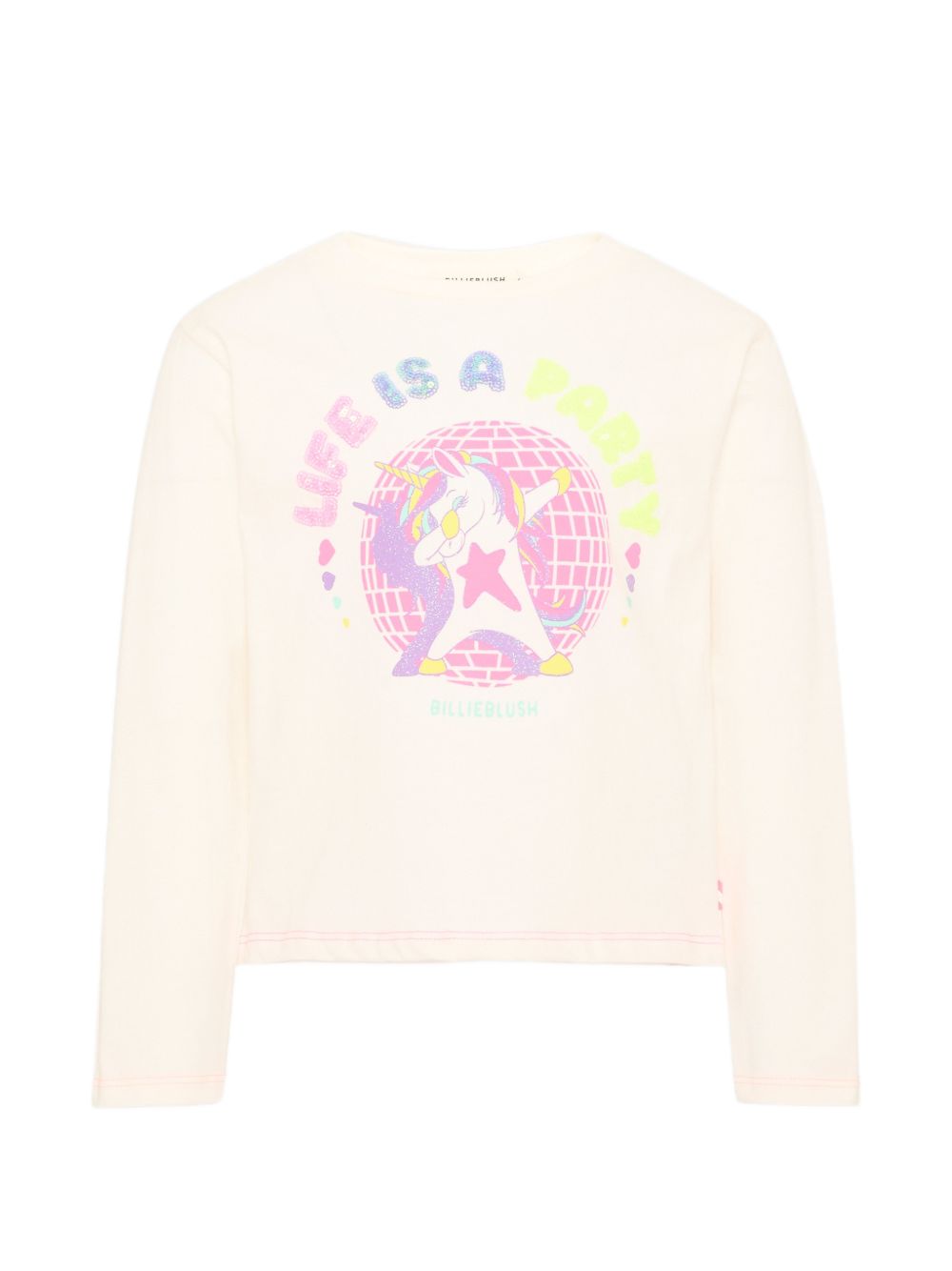 T-shirt per bambina Billieblush bianca con stampa grafica unicorno U22382 121 BILLIEBLUSH KIDS 