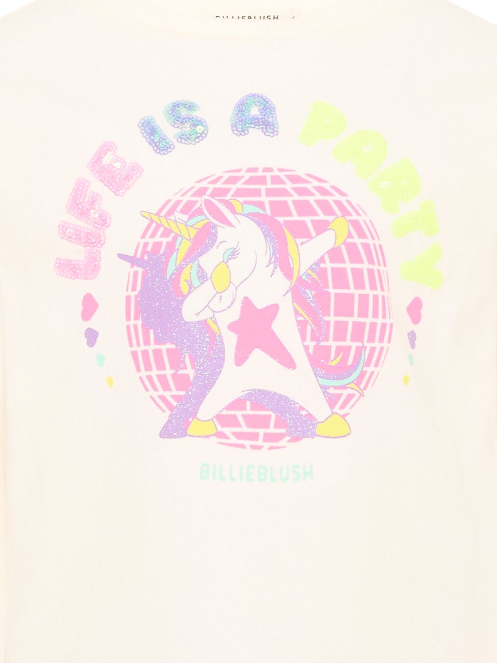 T-shirt per bambina Billieblush bianca con stampa grafica unicorno U22382 121 BILLIEBLUSH KIDS 