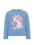 T-shirt per bambina Billieblush Kids azzurra con stampa grafica unicorno U22384 81U BILLIEBLUSH KIDS 
