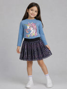 T-shirt per bambina Billieblush Kids azzurra con stampa grafica unicorno U22384 81U BILLIEBLUSH KIDS 