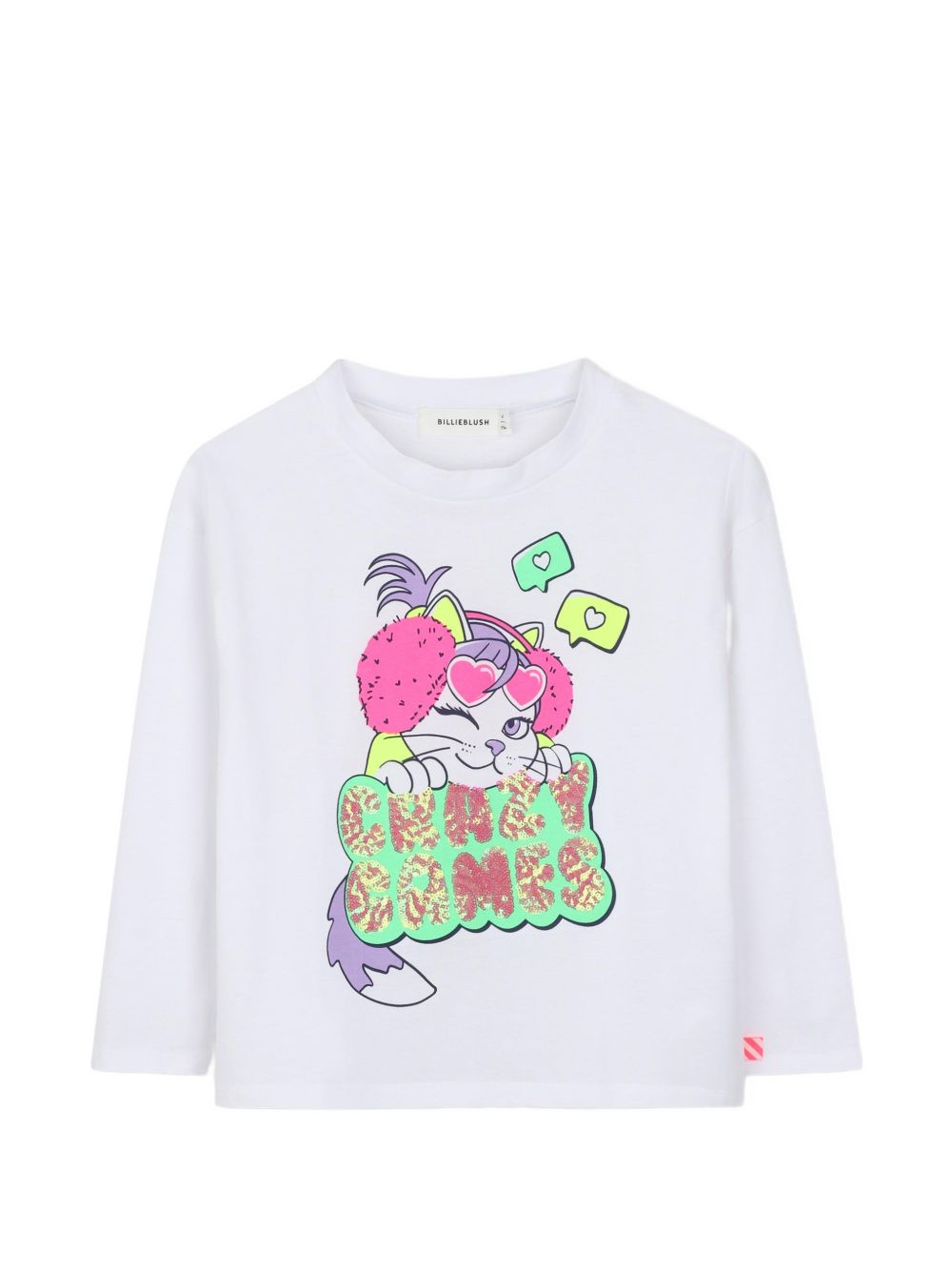 T-shirt per bambina Billieblush Kids bianca con stampa grafica gatto U22387 10P BILLIEBLUSH KIDS 